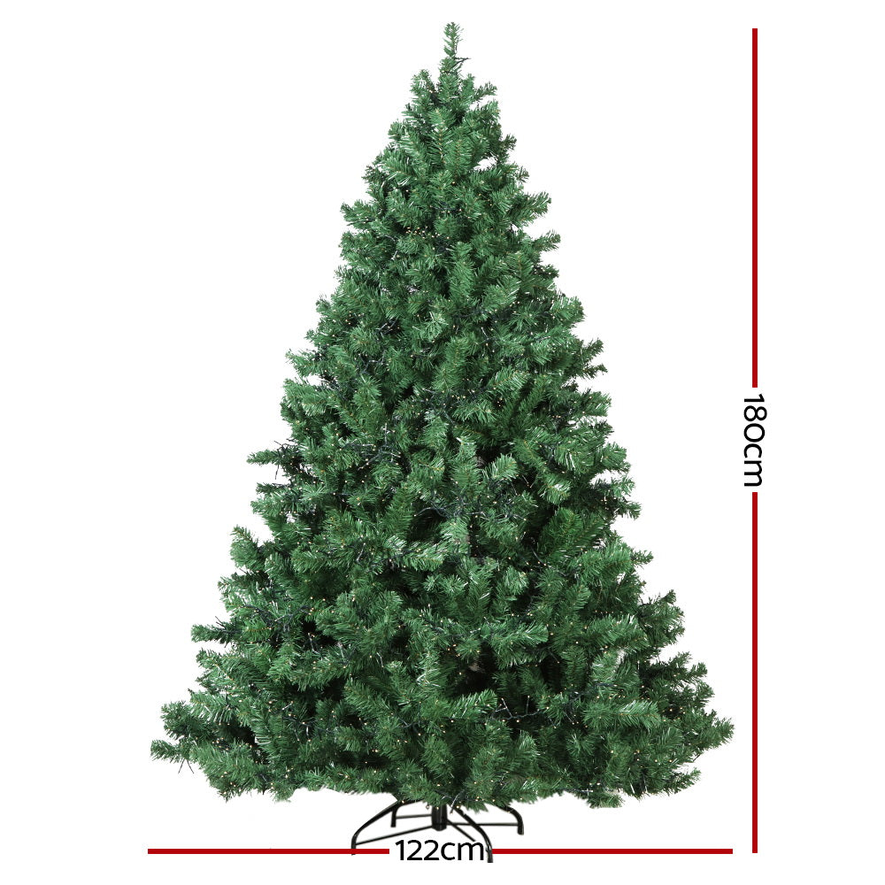 Jingle Jollys 6FT Pre-lit Christmas Tree 1980 LEDs 8 Light Modes Green