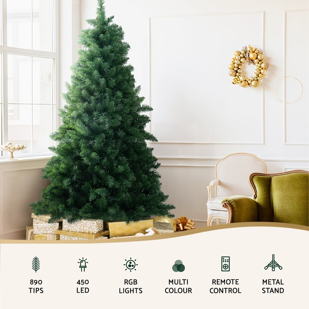 Jingle Jollys 1.8m Christmas Tree RGB LED Remote Green