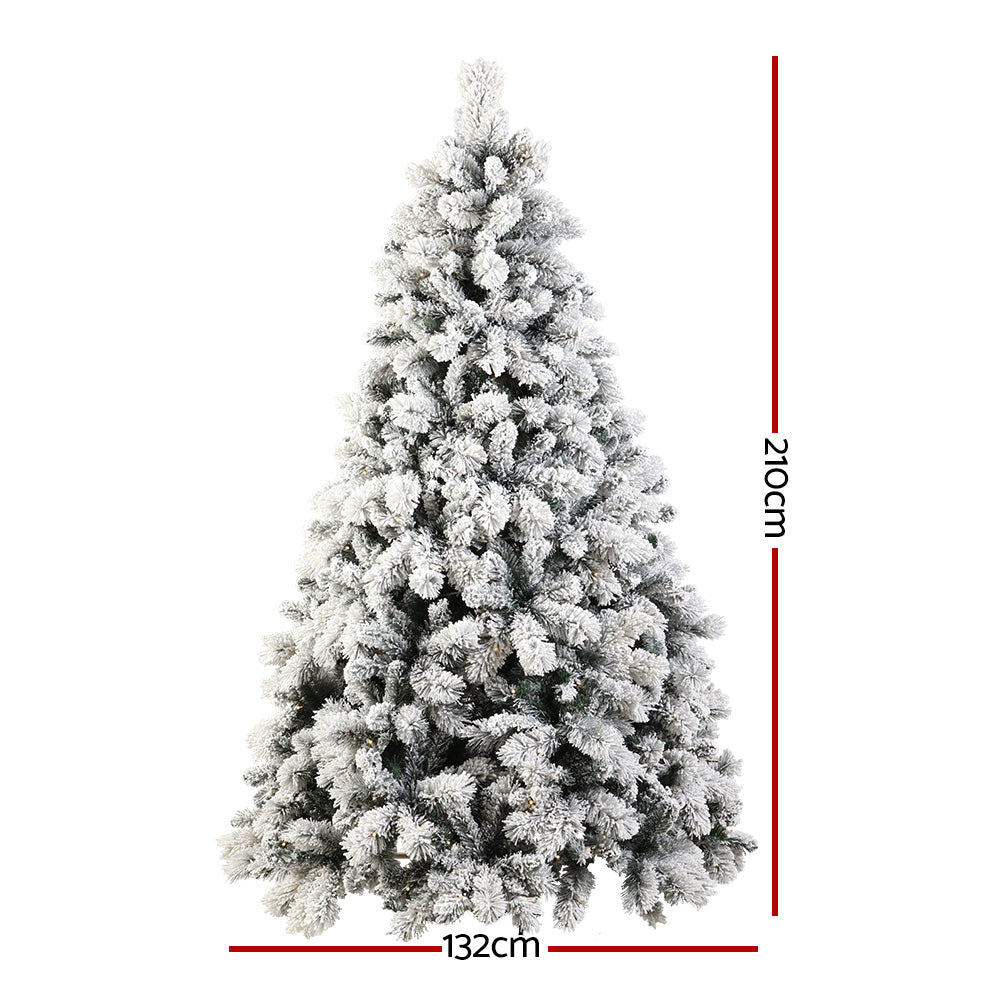 Jingle Jollys 2.1M Christmas Tree 500 LED Lights Snowy Tips
