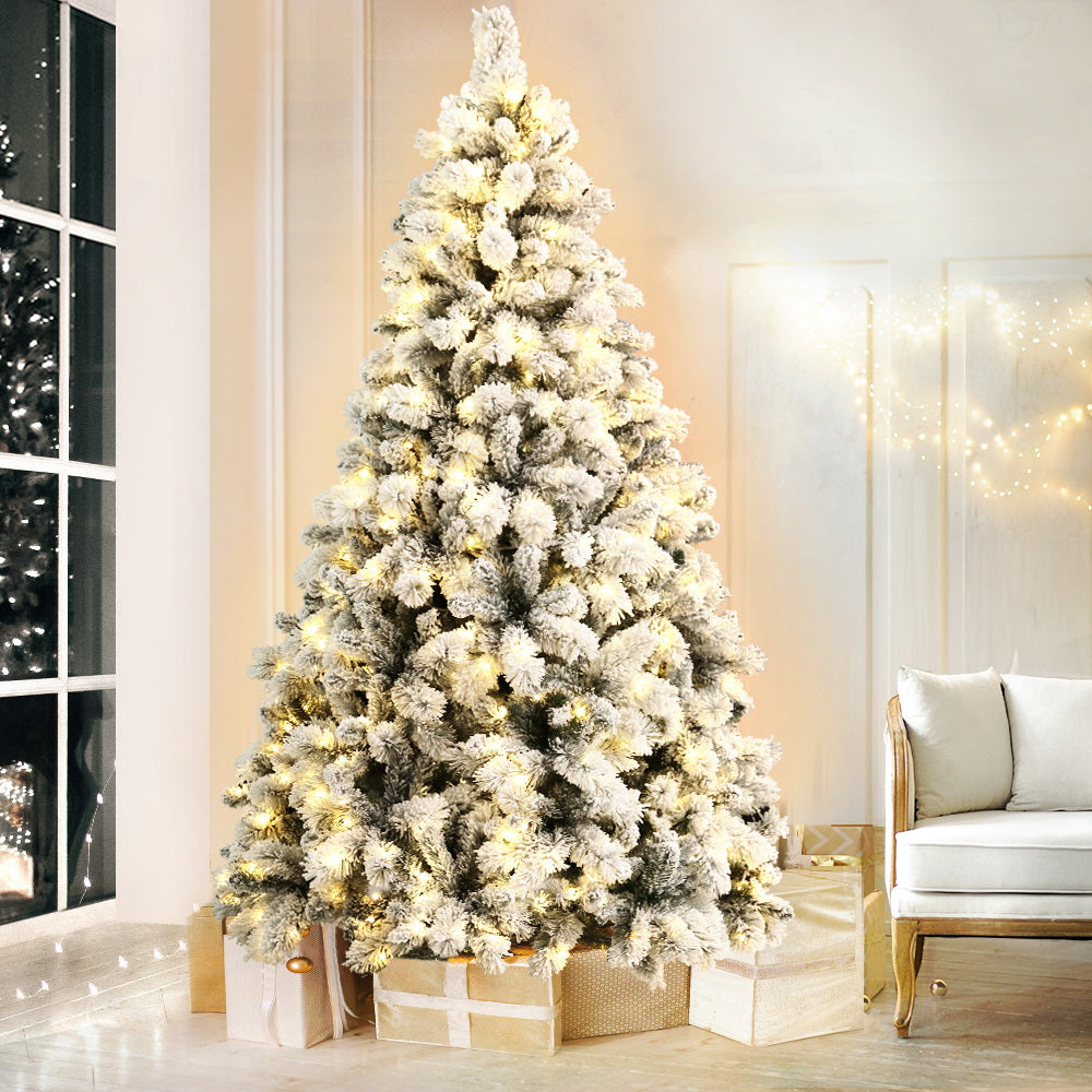 Jingle Jollys 2.1M Christmas Tree 500 LED Lights Snowy Tips