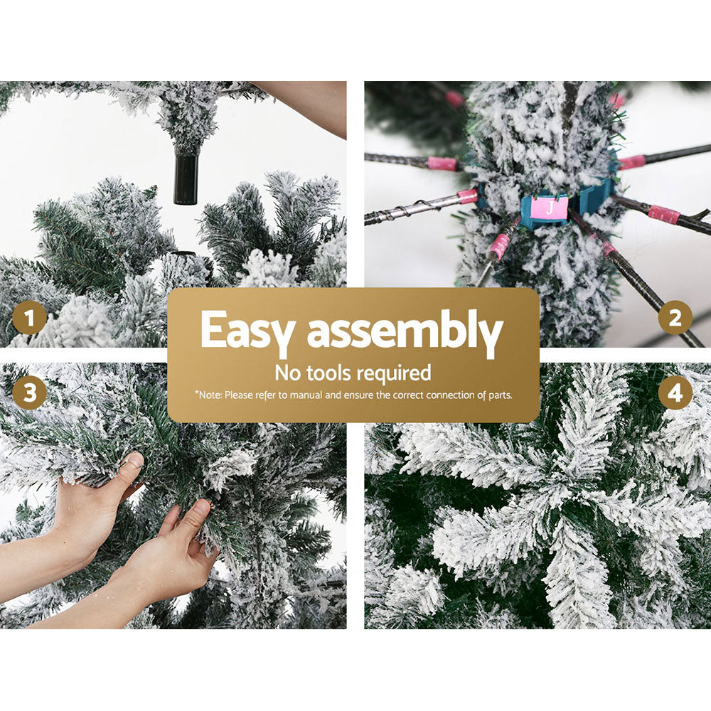 Jingle Jollys 2.4M Christmas Tree Snow Flocked 1500 Tips