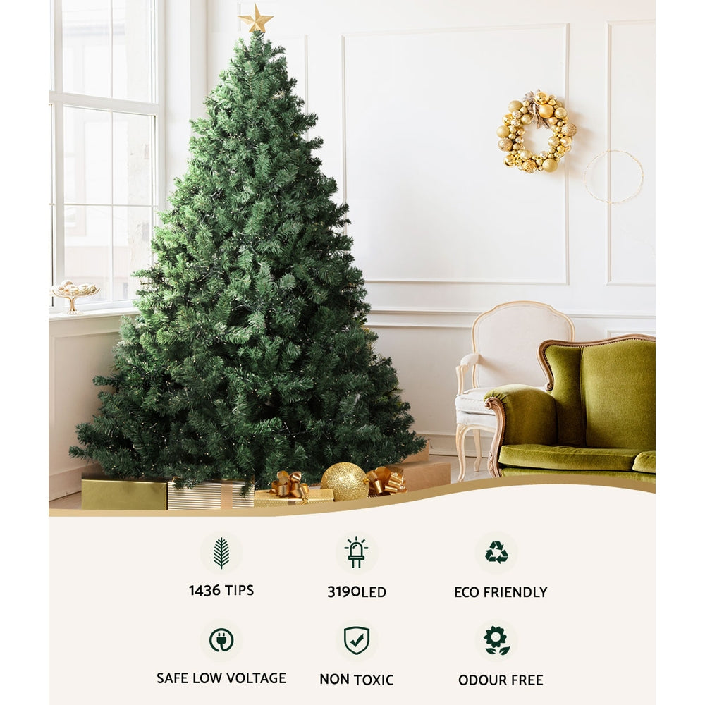 Jingle Jollys 2.4M LED Christmas Tree 8 Light Modes