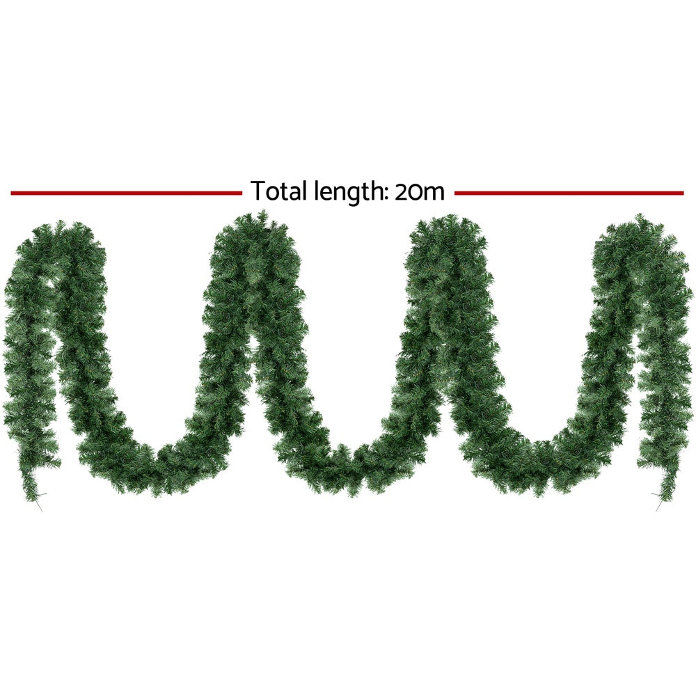 Jingle Jollys 20m Christmas Garland LED Lights Green 1400 Tips