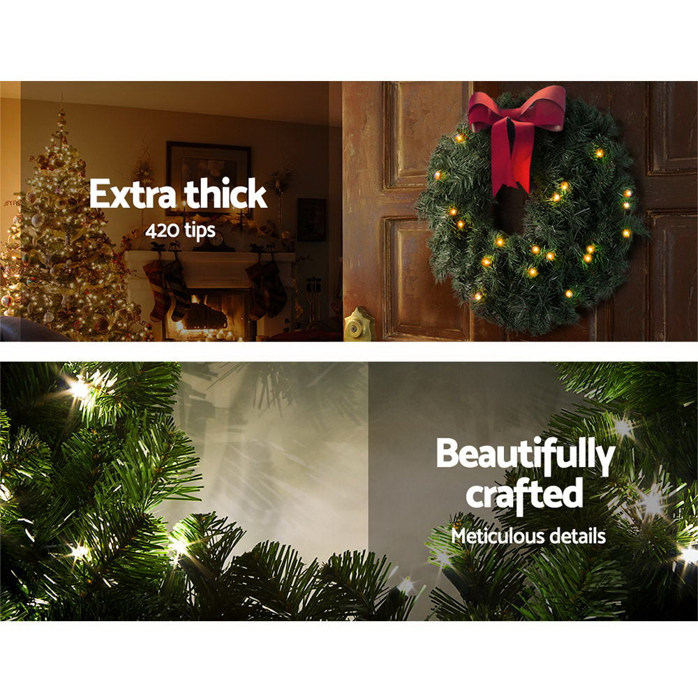 Jingle Jollys 60cm Christmas Wreath Green Indoor Outdoor Decor