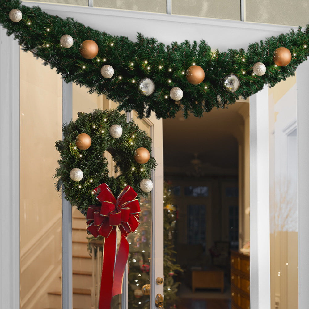 Jingle Jollys 2.4m Christmas Garland Green Indoor Outdoor Decorations