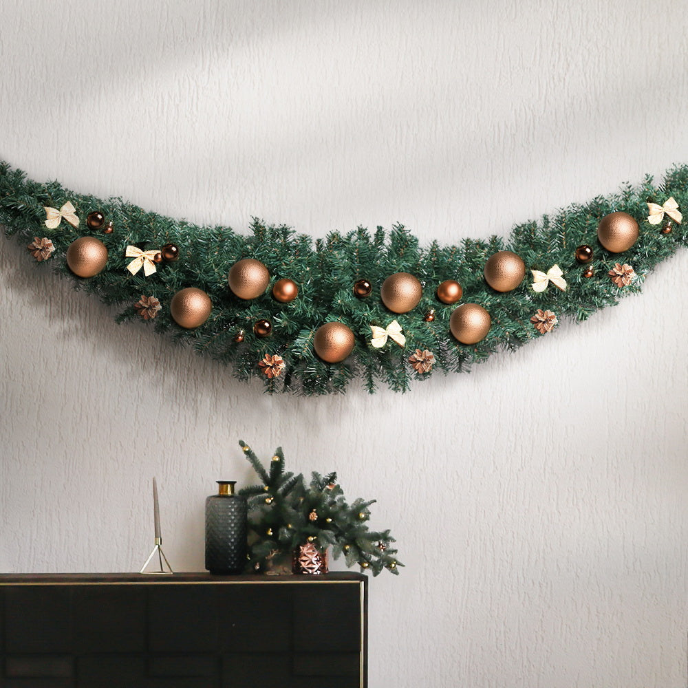 Jingle Jollys 2.4m Christmas Garland Green Indoor Outdoor Decorations