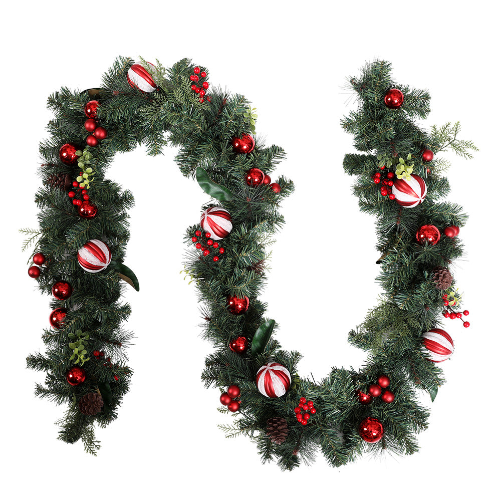 Jingle Jollys 2.7m Christmas Garland with Decorations Green