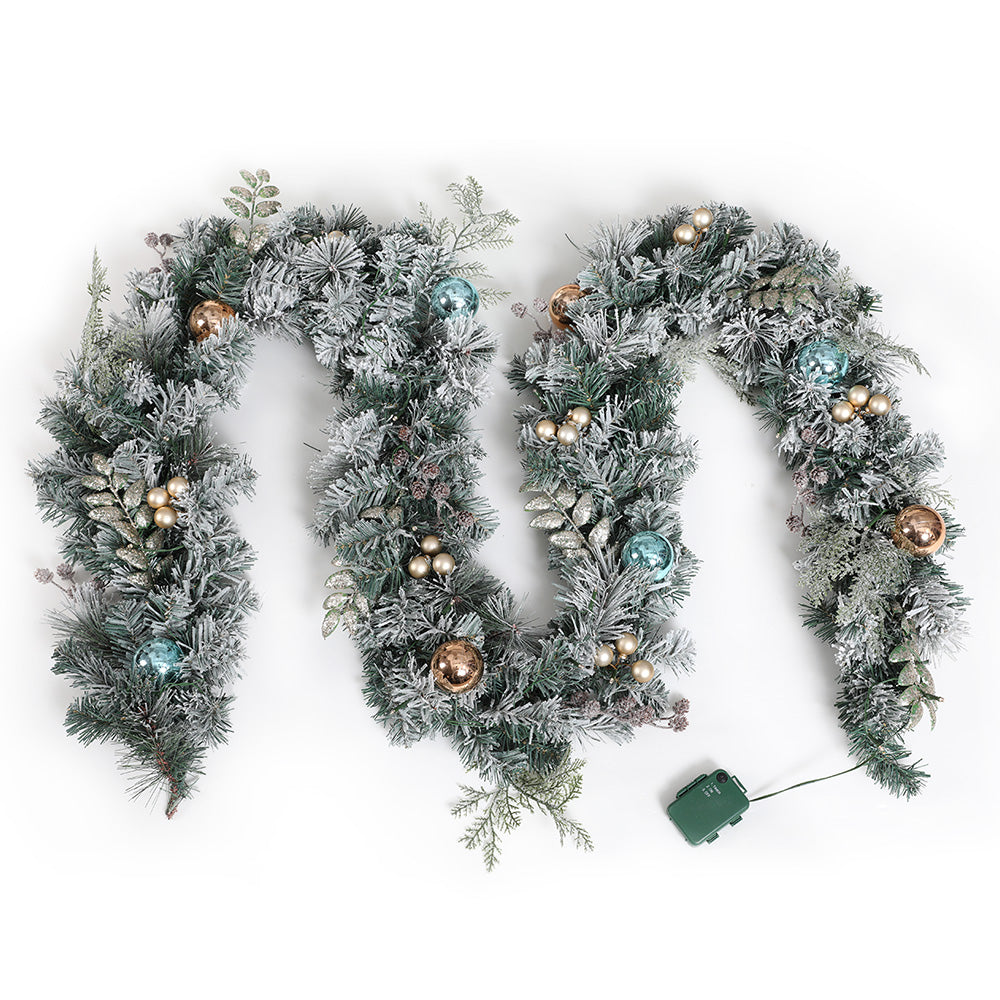 Jingle Jollys 2.7m Pre-lit Christmas Garland with Warm LED Lights