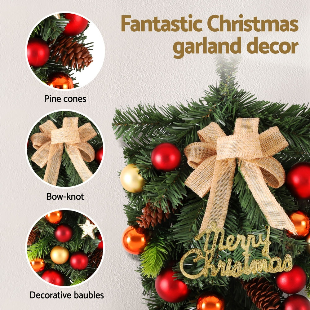 Jingle Jollys 50cm Christmas Garland Pinecone Baubles Indoor Outdoor