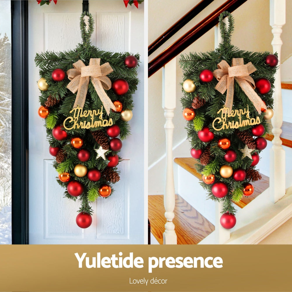 Jingle Jollys 50cm Christmas Garland Pinecone Baubles Indoor Outdoor