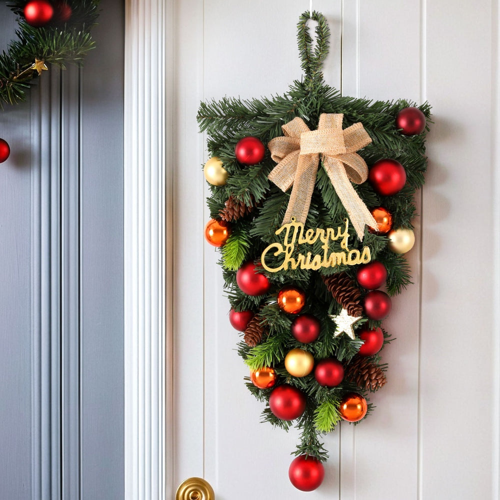 Jingle Jollys 50cm Christmas Garland Pinecone Baubles Indoor Outdoor