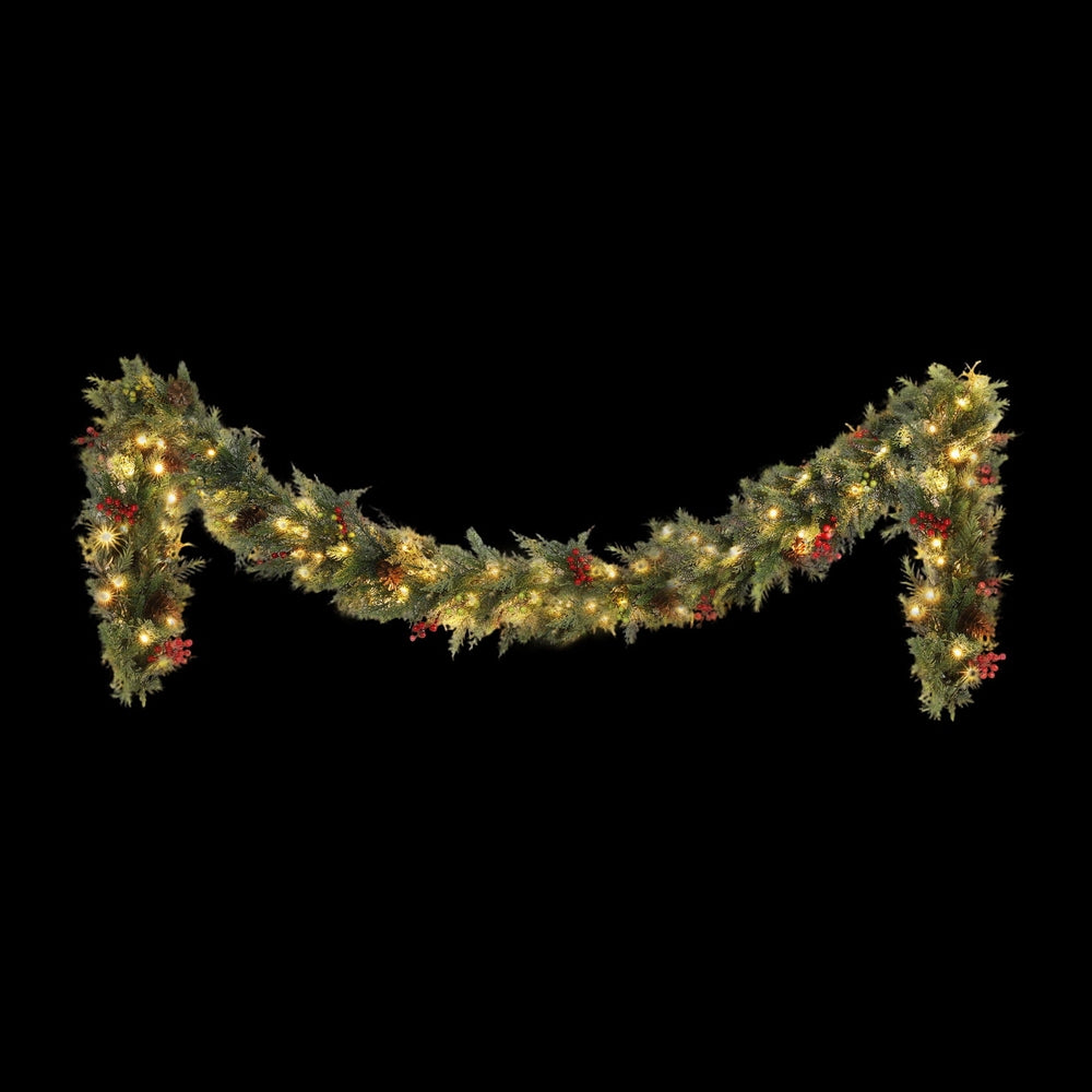 Jingle Jollys 3M Christmas Garland Pre-lit LED Pine Cones Green