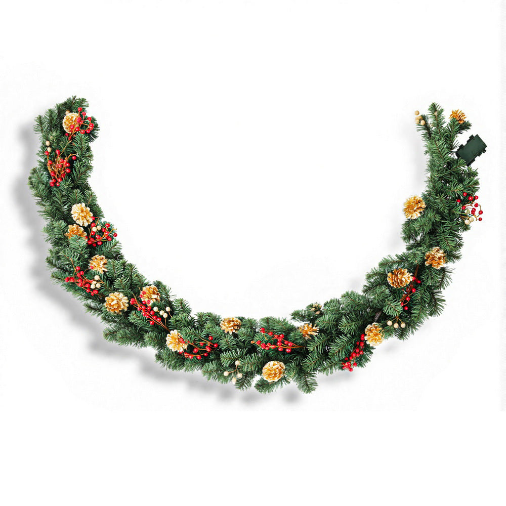Jingle Jollys 1.8M Pre-lit LED Christmas Garland with Pine Cones