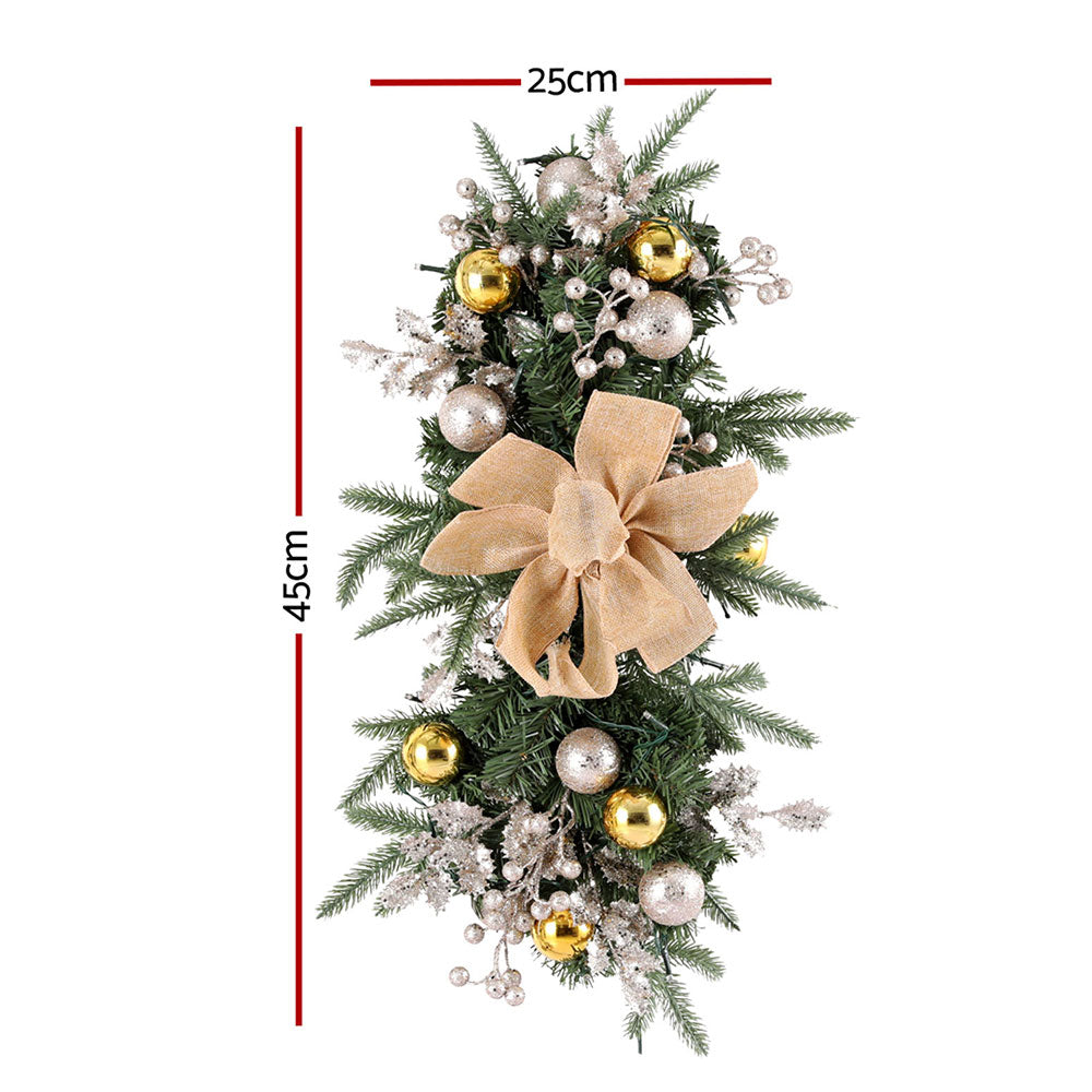Jingle Jollys 45cm Christmas Garland LED Lights Pinecones Red Berries