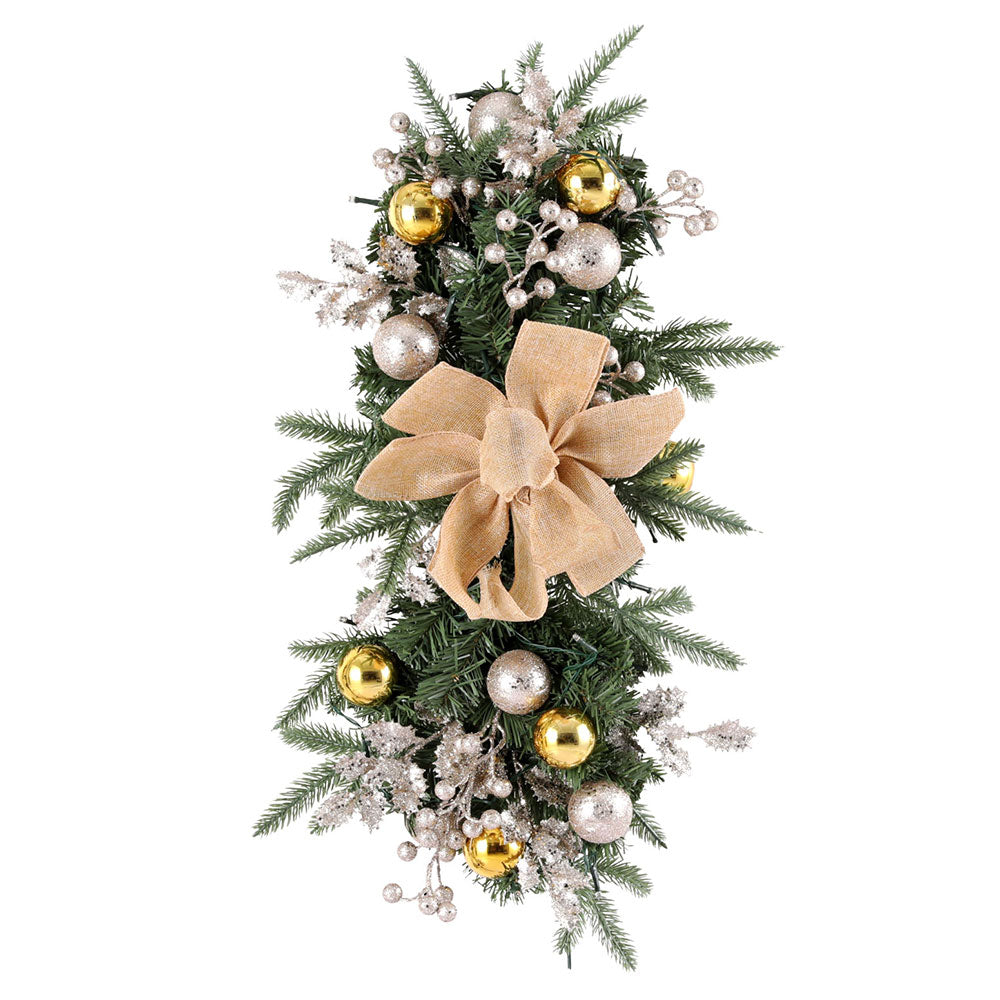 Jingle Jollys 45cm Christmas Garland LED Lights Pinecones Red Berries