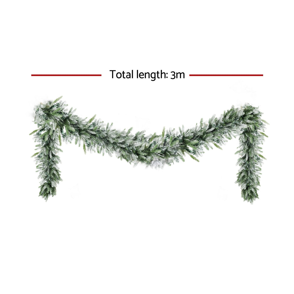 Jingle Jollys 3M Christmas Garland Pre-lit LED Snow Frosted Decor