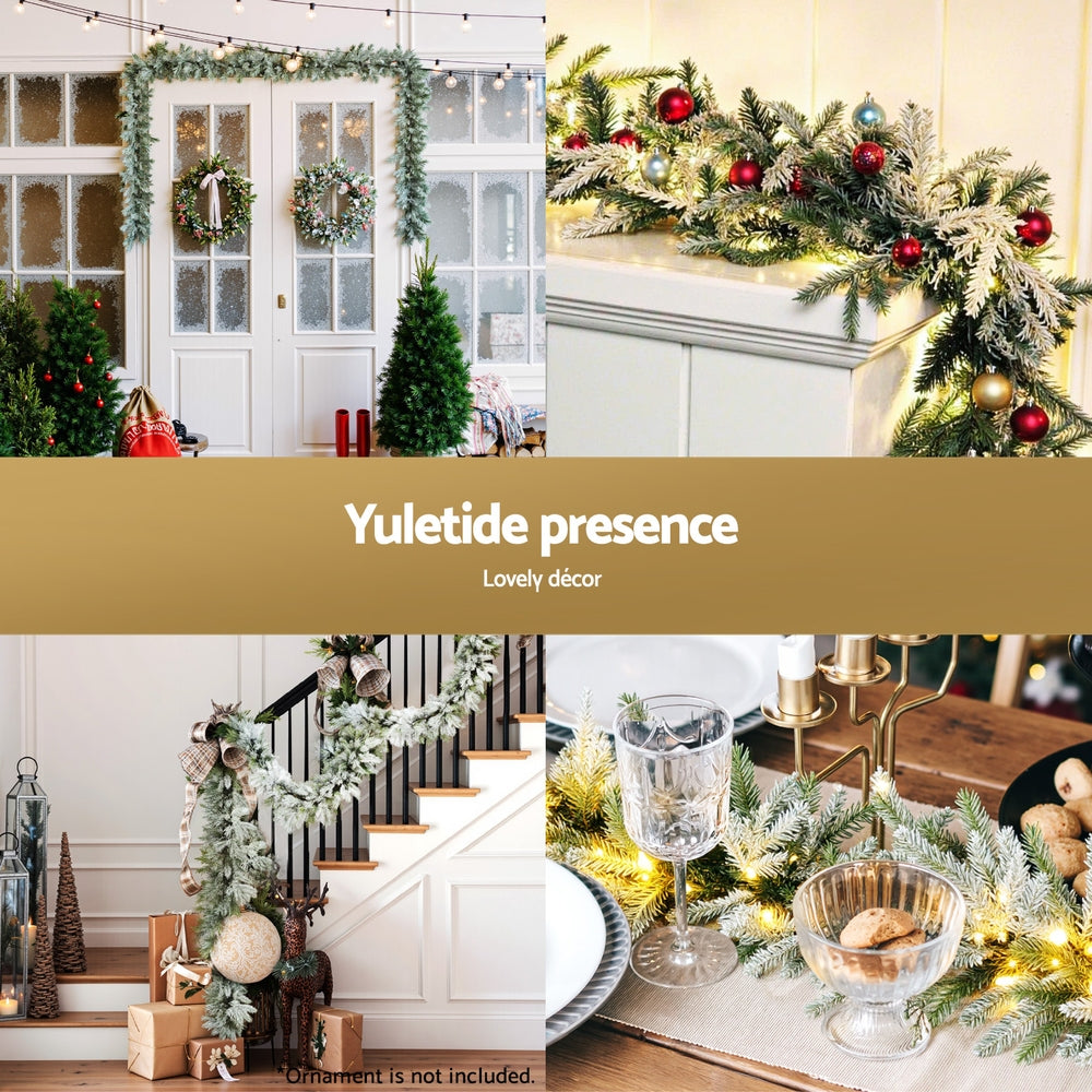 Jingle Jollys 3M Christmas Garland Pre-lit LED Snow Frosted Decor