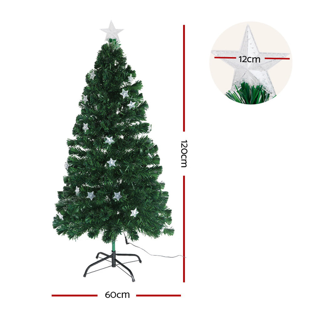 Jingle Jollys 1.2m Christmas Tree Optic Fibre LED Multi-Colour