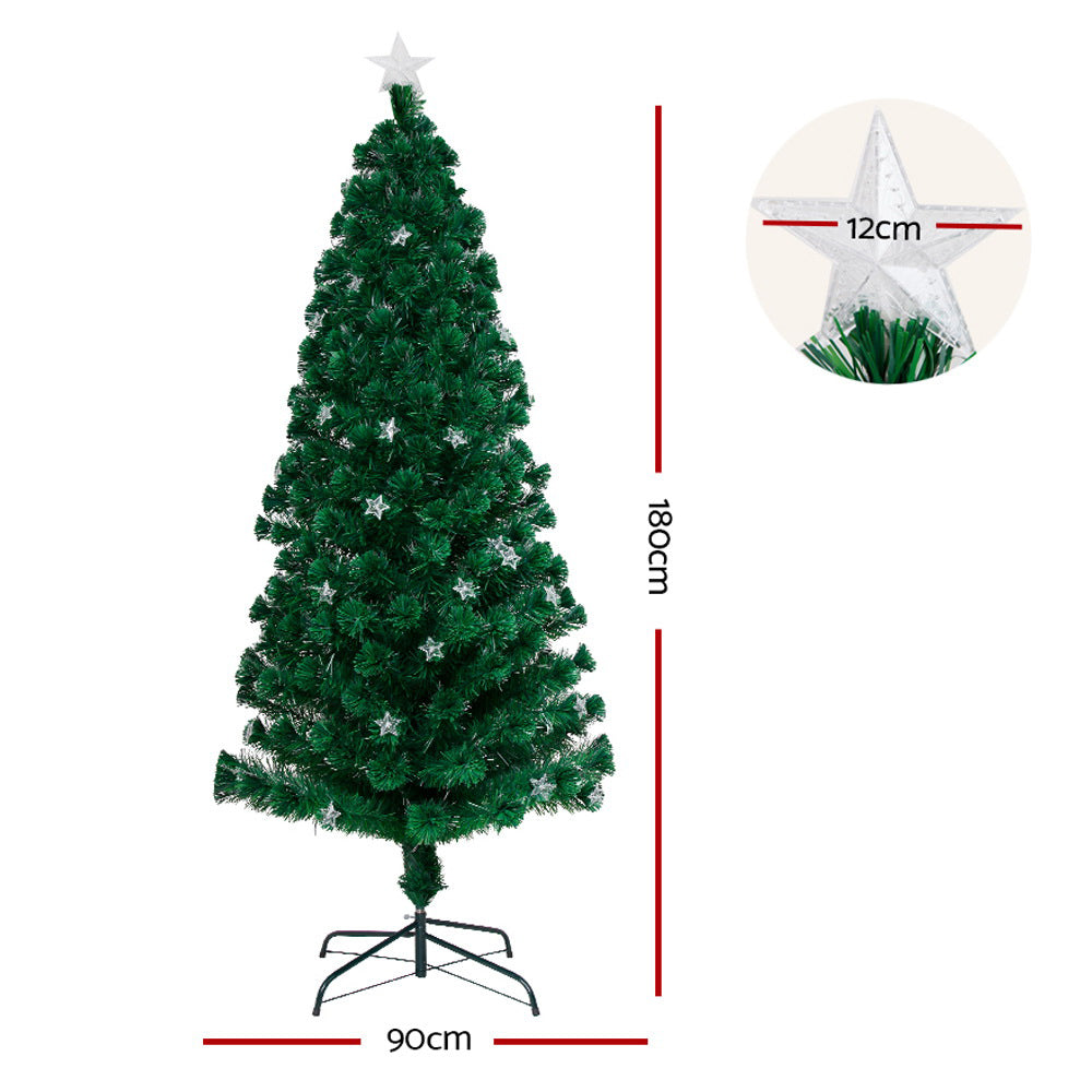 Jingle Jollys 1.8m LED Optic Fibre Christmas Tree Multi-Colour