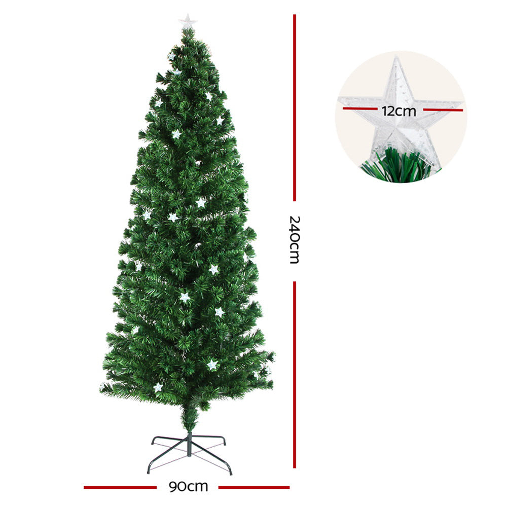 Jingle Jollys 2.4m LED Christmas Tree Optic Fibre Multi-Colour