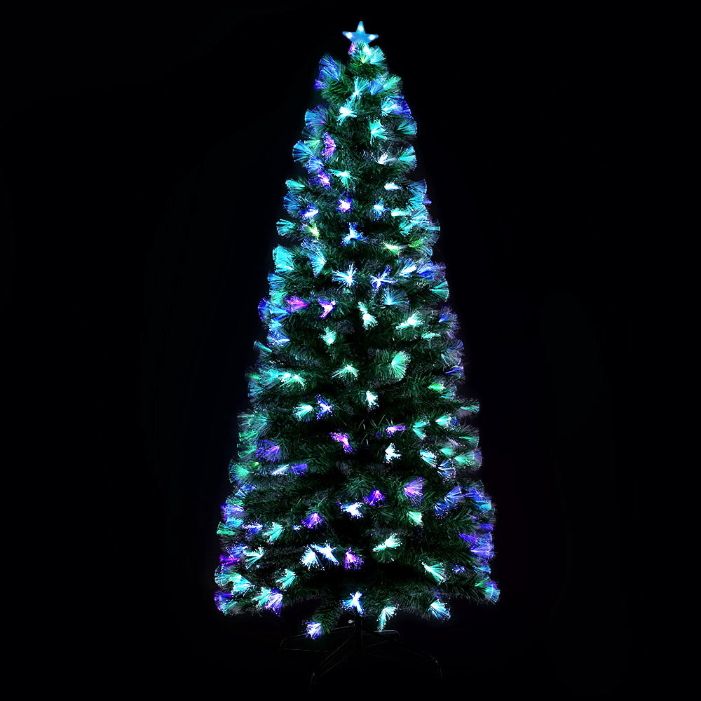 Jingle Jollys 7FT LED Christmas Tree Multi Colour Optic Fibre