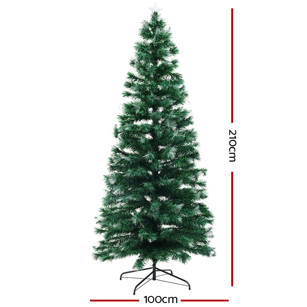 Jingle Jollys 7FT LED Christmas Tree Multi Colour Optic Fibre