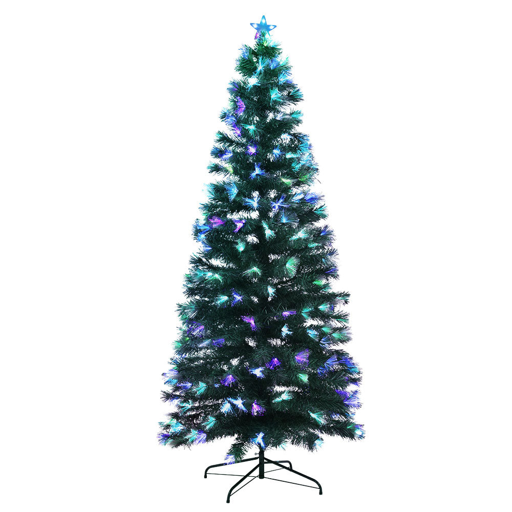 Jingle Jollys 7FT LED Christmas Tree Multi Colour Optic Fibre