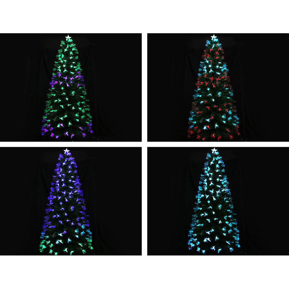 Jingle Jollys 7FT LED Christmas Tree Multi Colour Optic Fibre