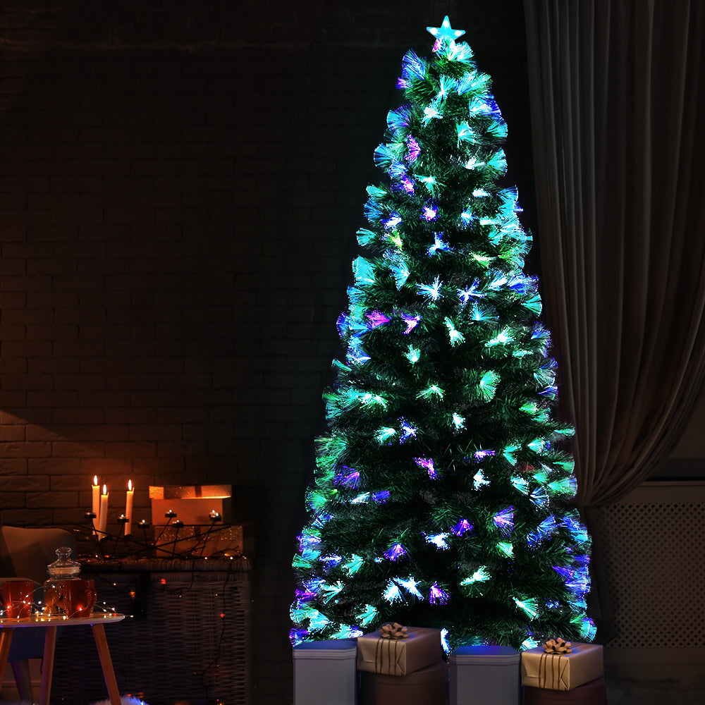 Jingle Jollys 7FT LED Christmas Tree Multi Colour Optic Fibre