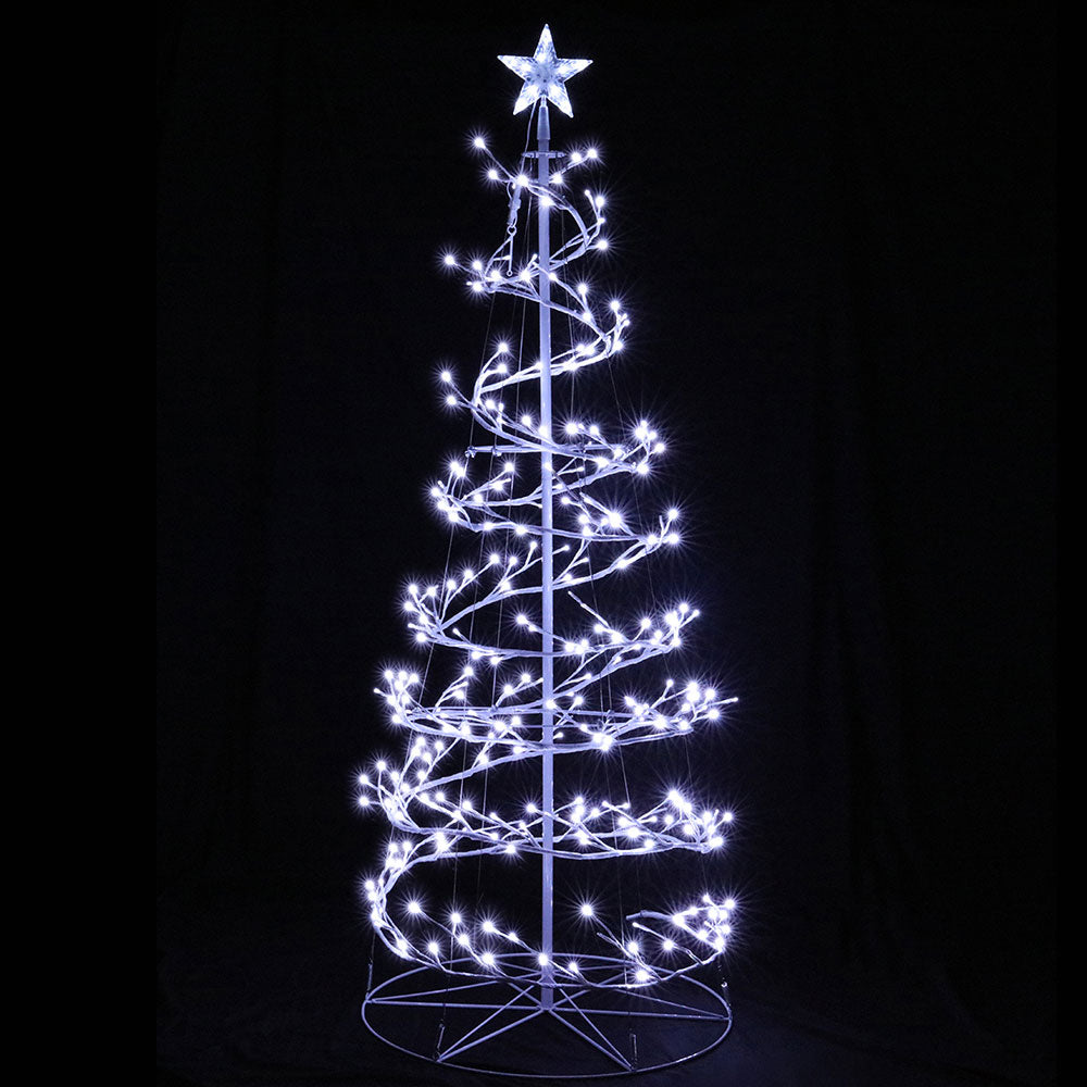 Jingle Jollys 6FT Spiral LED Christmas Tree Cold White Lights