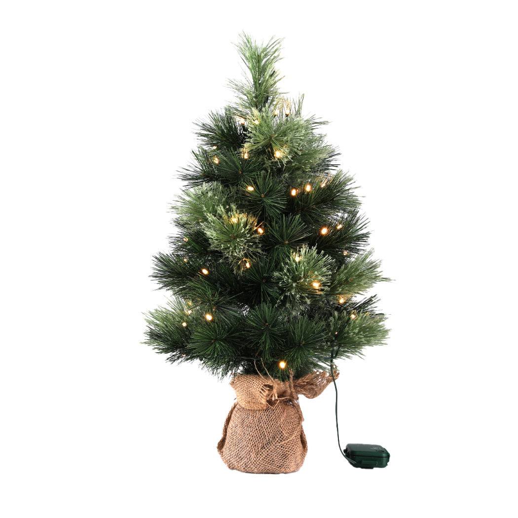 Jingle Jollys 60cm Tabletop Christmas Tree 8 Light Modes Timer