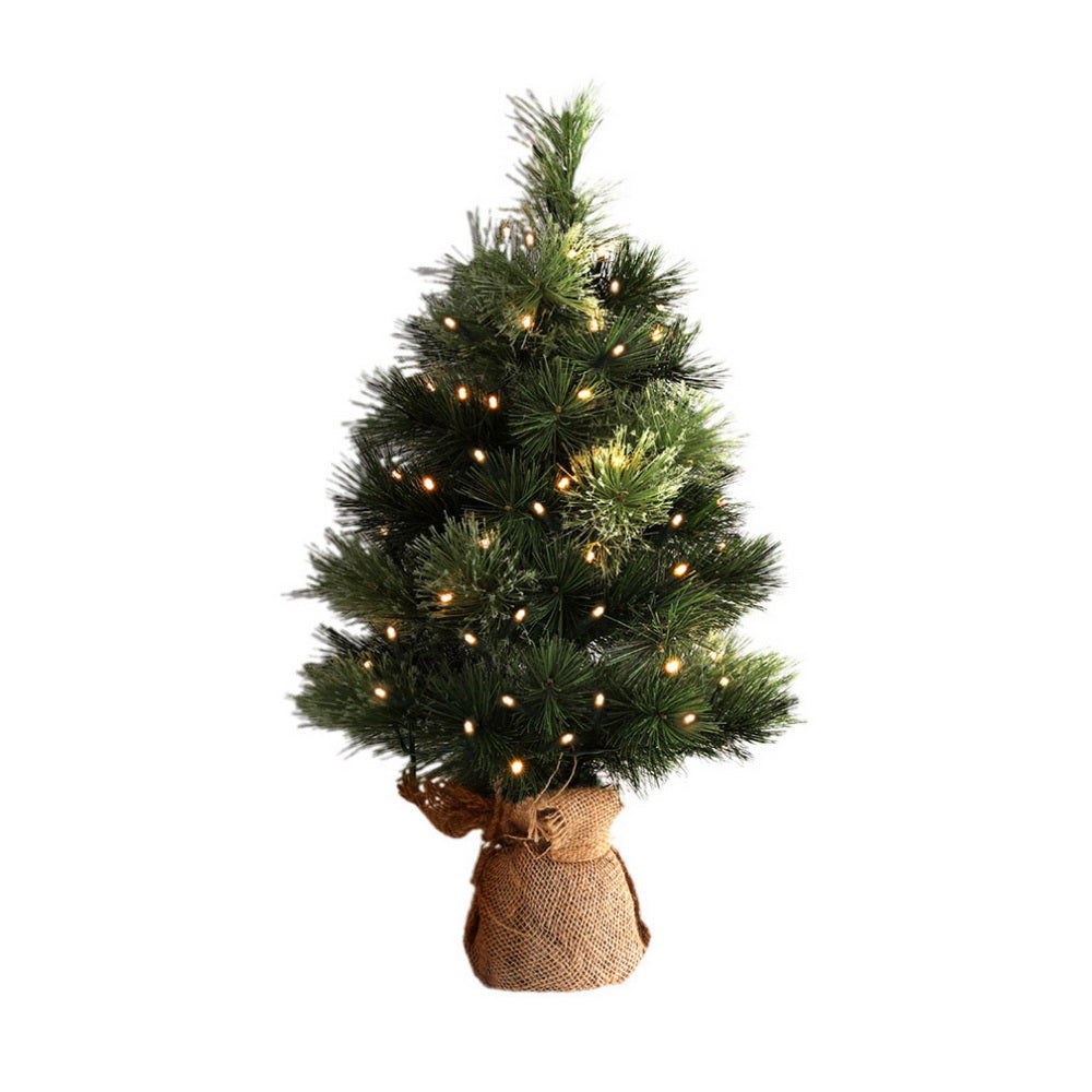 Jingle Jollys 60cm Mini Tabletop Christmas Tree 8 Light Modes
