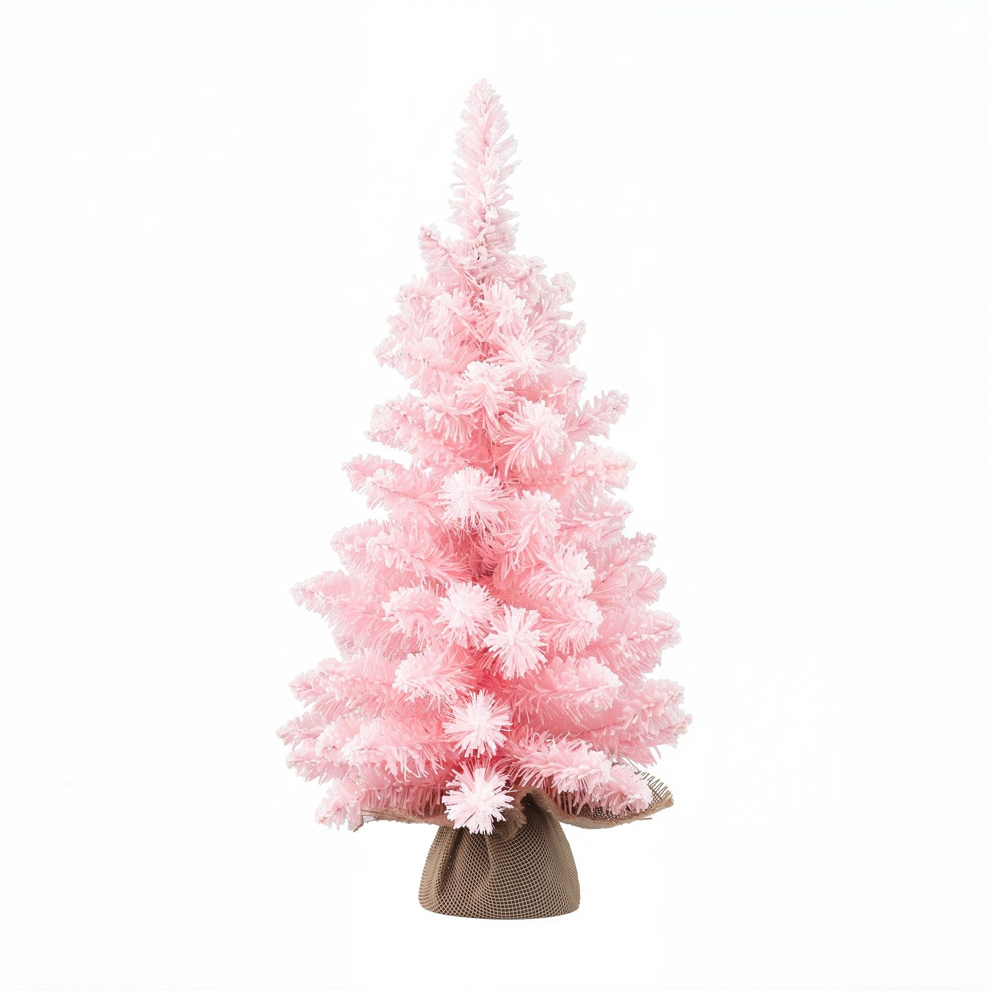 Jingle Jollys 60cm Flocked Pink Christmas Tree Mini Tabletop Xmas Tree