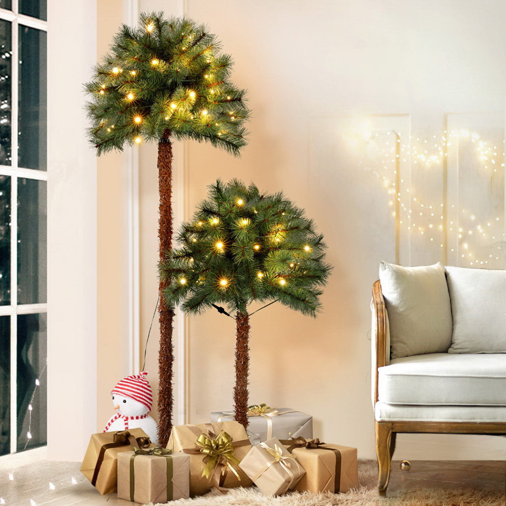 Jingle Jollys 1.5m + 1m LED Christmas Palm Tree Decorations