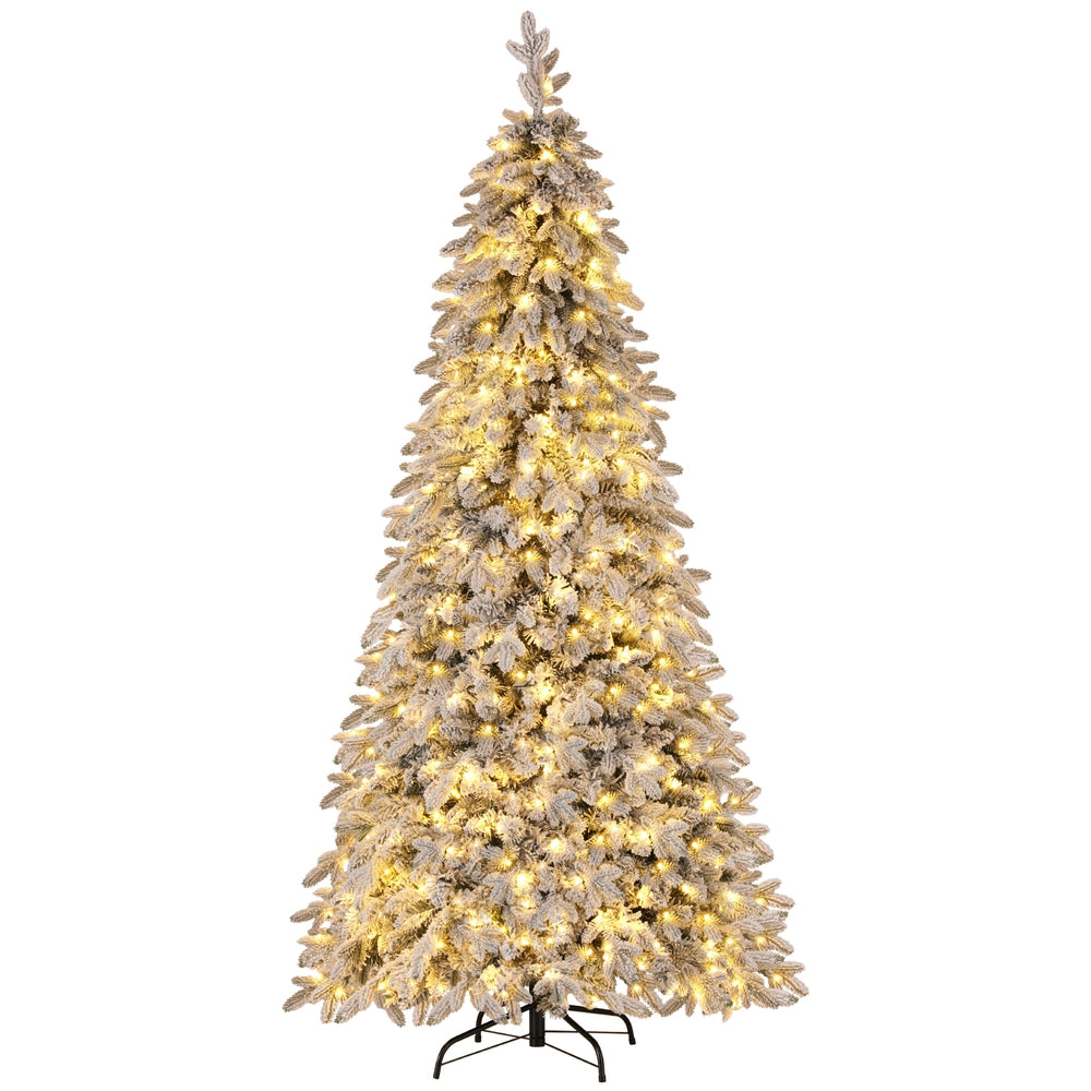 Jingle Jollys 2.1m Flocked Pencil Christmas Tree 860 Tips White