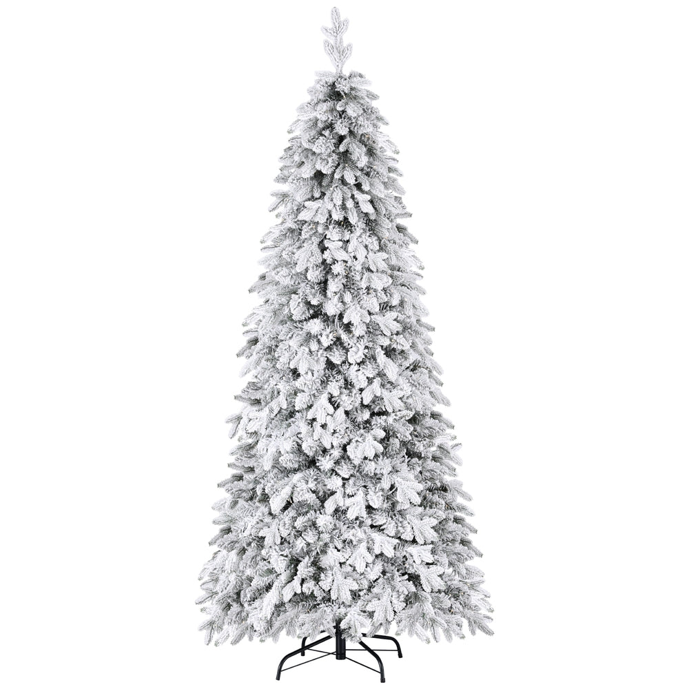 Jingle Jollys 2.1m Pencil Christmas Tree LED Flocked White