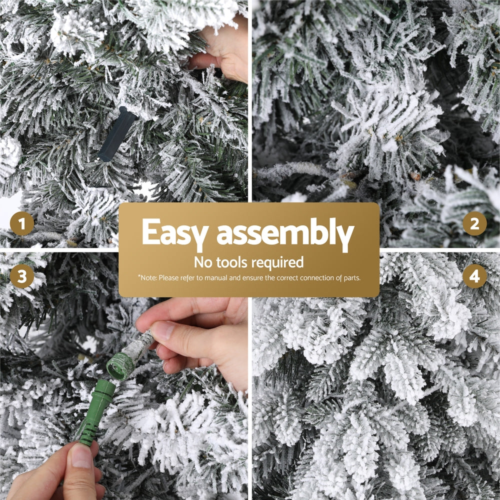 Jingle Jollys 2.1m Pencil Christmas Tree LED Flocked White