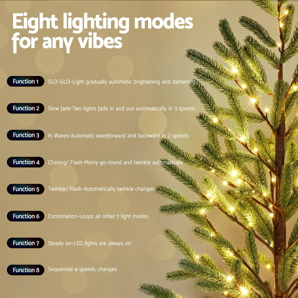 Jingle Jollys 1.8M Pre-lit LED Christmas Tree 8 Modes Green