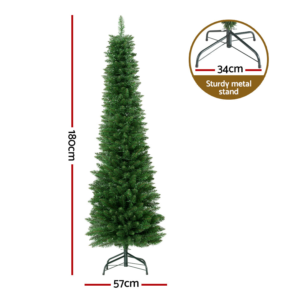 Jingle Jollys 1.8m Pre-Lit Christmas Tree 200 LED Lights Green