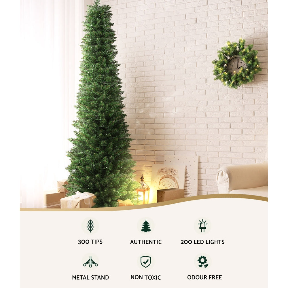 Jingle Jollys 1.8m Pre-Lit Christmas Tree 200 LED Lights Green