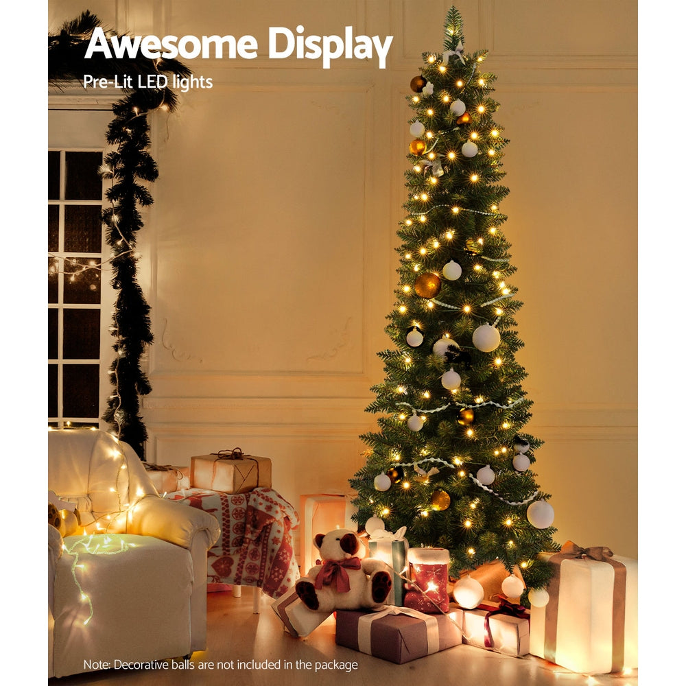 Jingle Jollys 1.8m Pre-Lit Christmas Tree 200 LED Lights Green