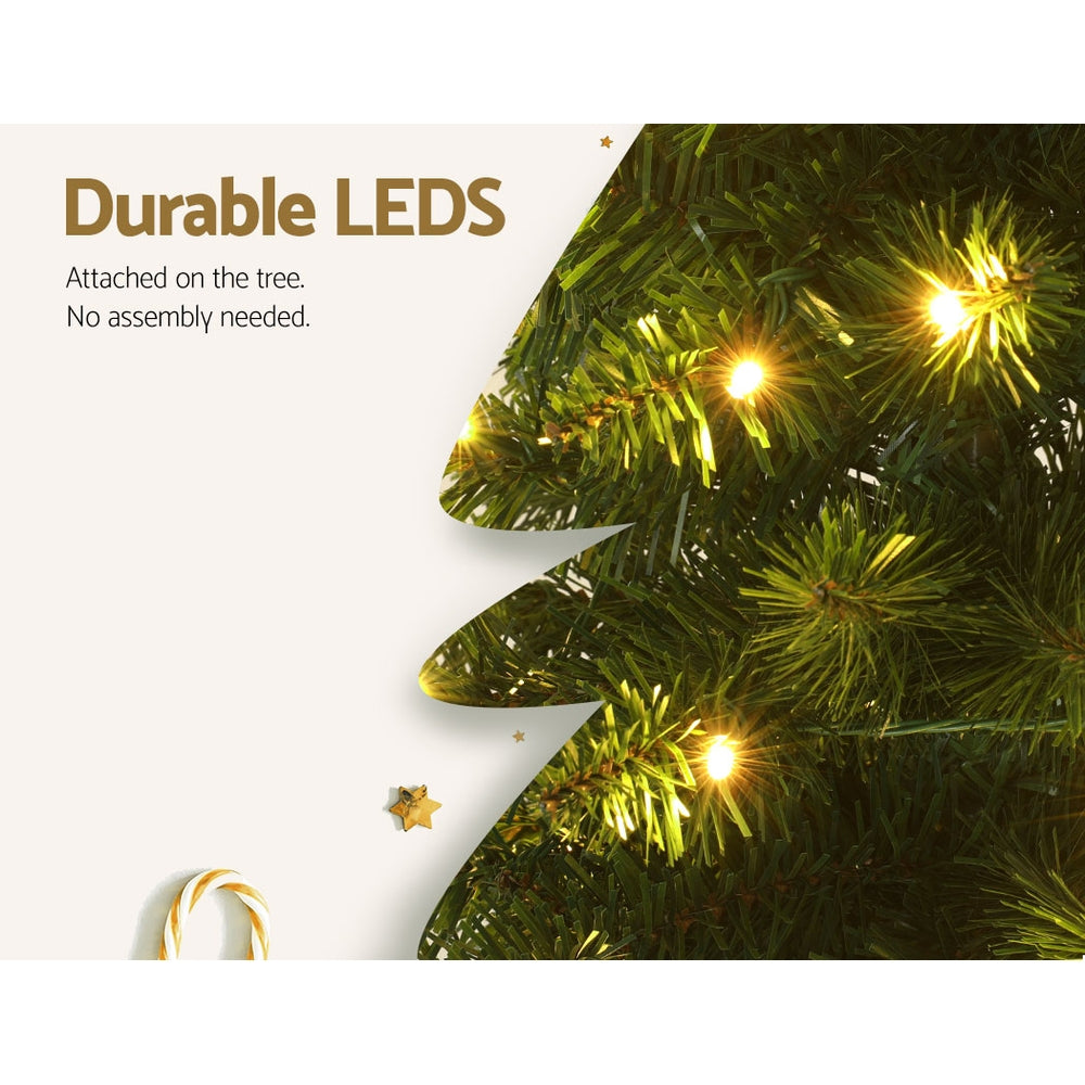 Jingle Jollys 1.8m Pre-Lit Christmas Tree 200 LED Lights Green