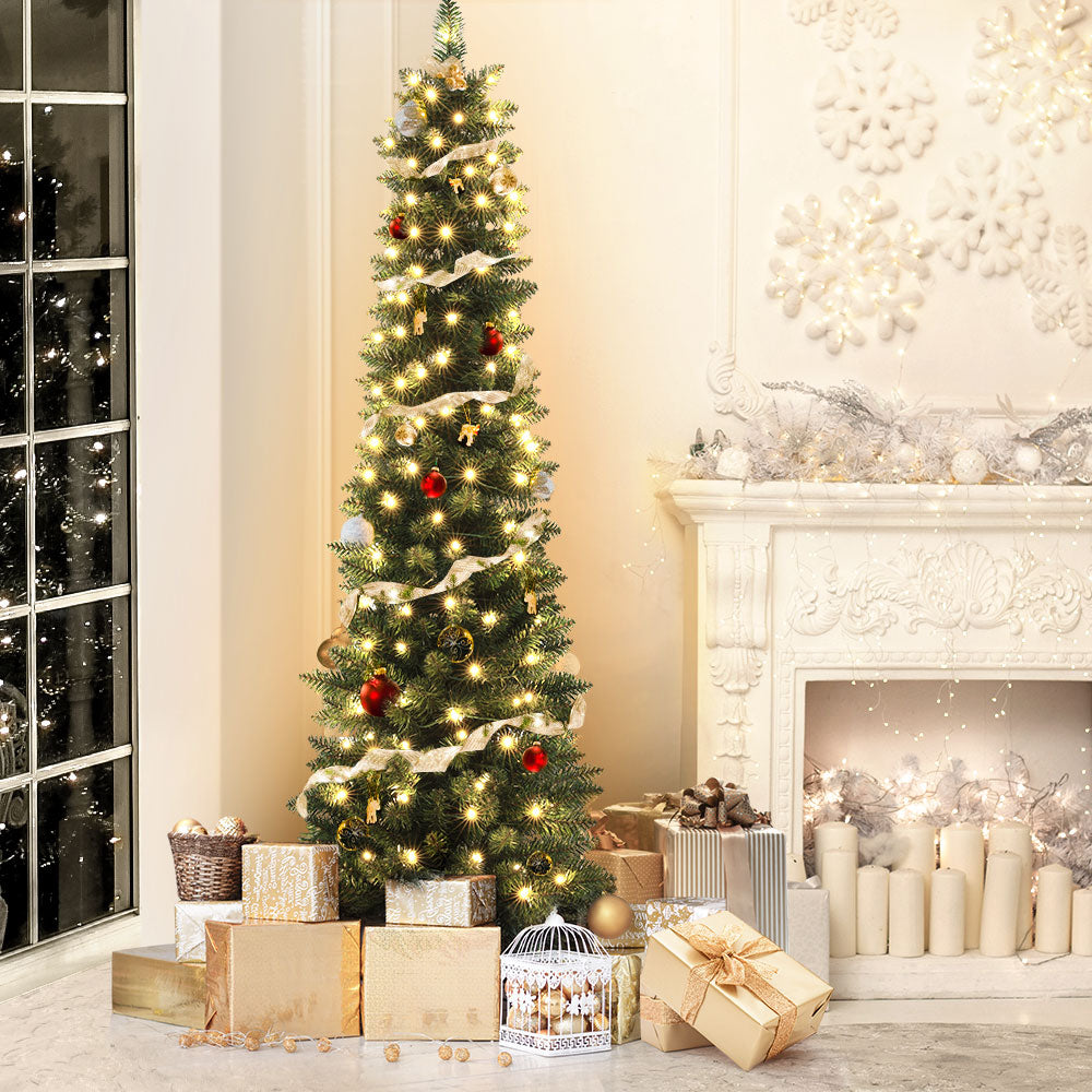 Jingle Jollys 1.8m Pre-Lit Christmas Tree 200 LED Lights Green