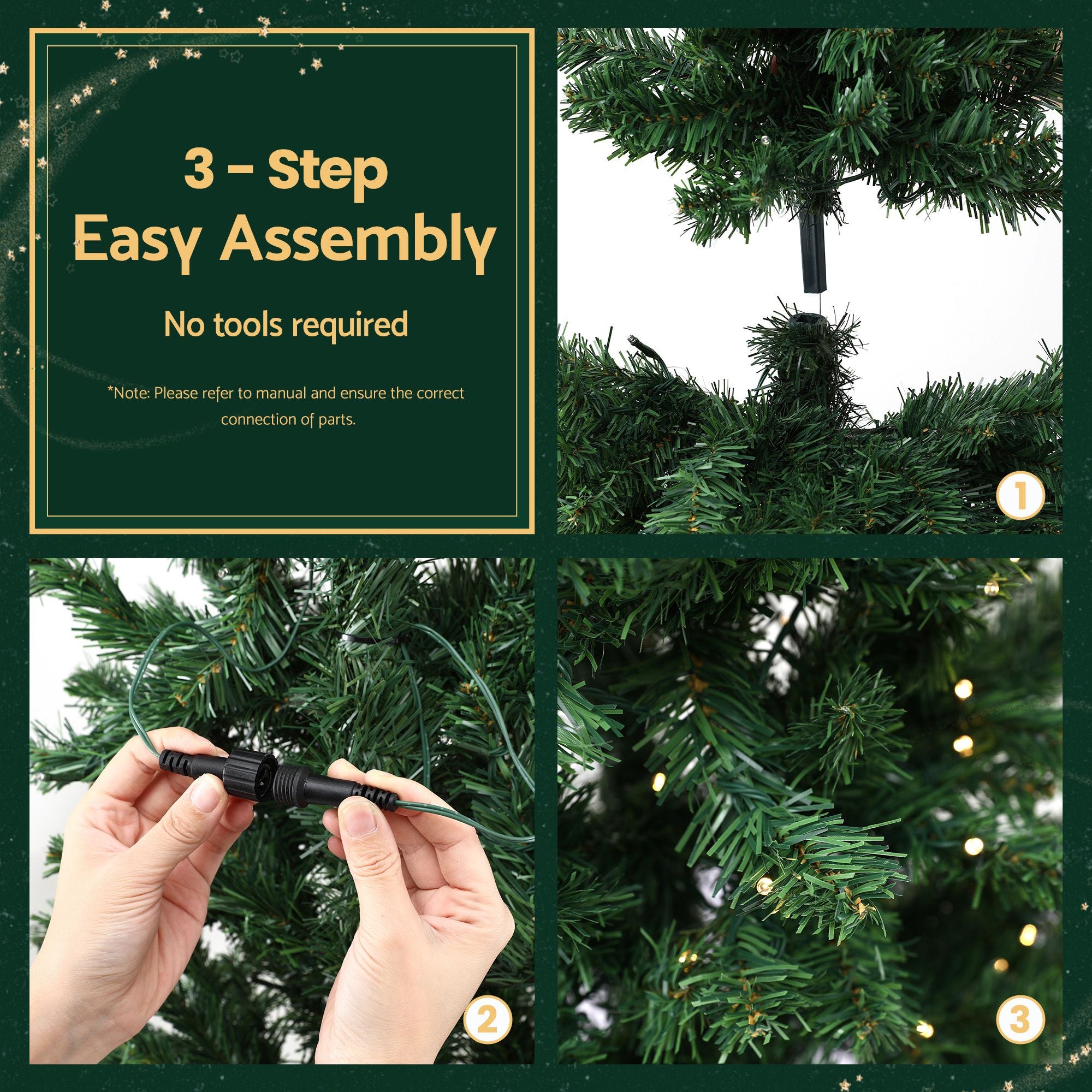 Jingle Jollys 1.8m Pre-Lit Christmas Tree Slim Pencil Xmas Tree Corner Tree