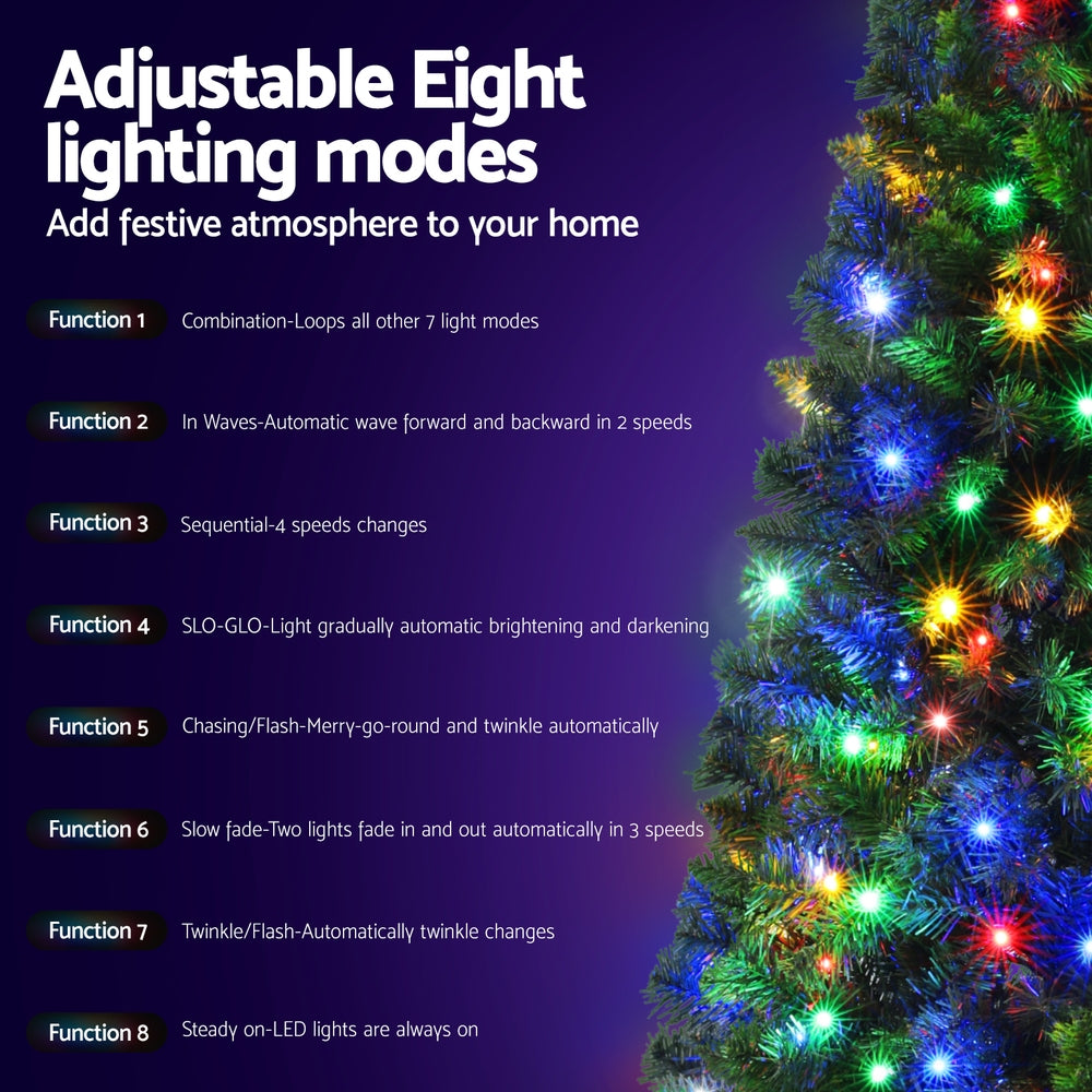 Jingle Jollys 180cm Pre-lit Christmas Tree Multi-Colour LED 8 Mode