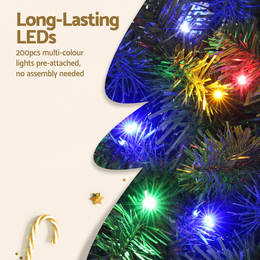 Jingle Jollys 180cm Pre-lit Christmas Tree Multi-Colour LED 8 Mode