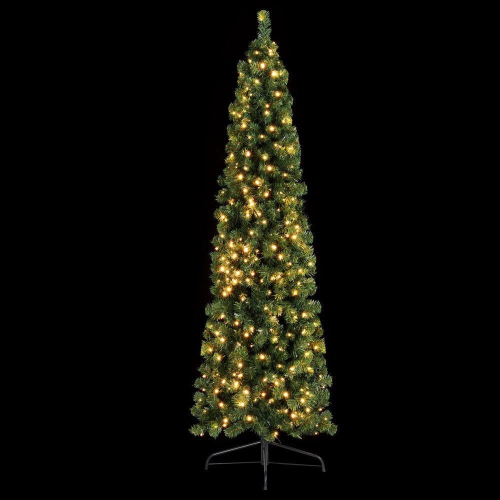 Jingle Jollys 2.1m Half Corner Christmas Tree Pre-lit Warm White LED