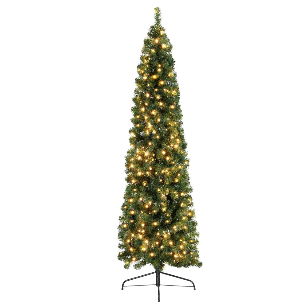 Jingle Jollys 2.1m Half Corner Christmas Tree Pre-lit Warm White LED