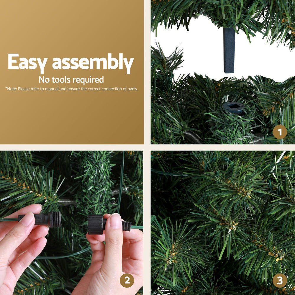 Jingle Jollys 2.1m Half Corner Christmas Tree Pre-lit Warm White LED