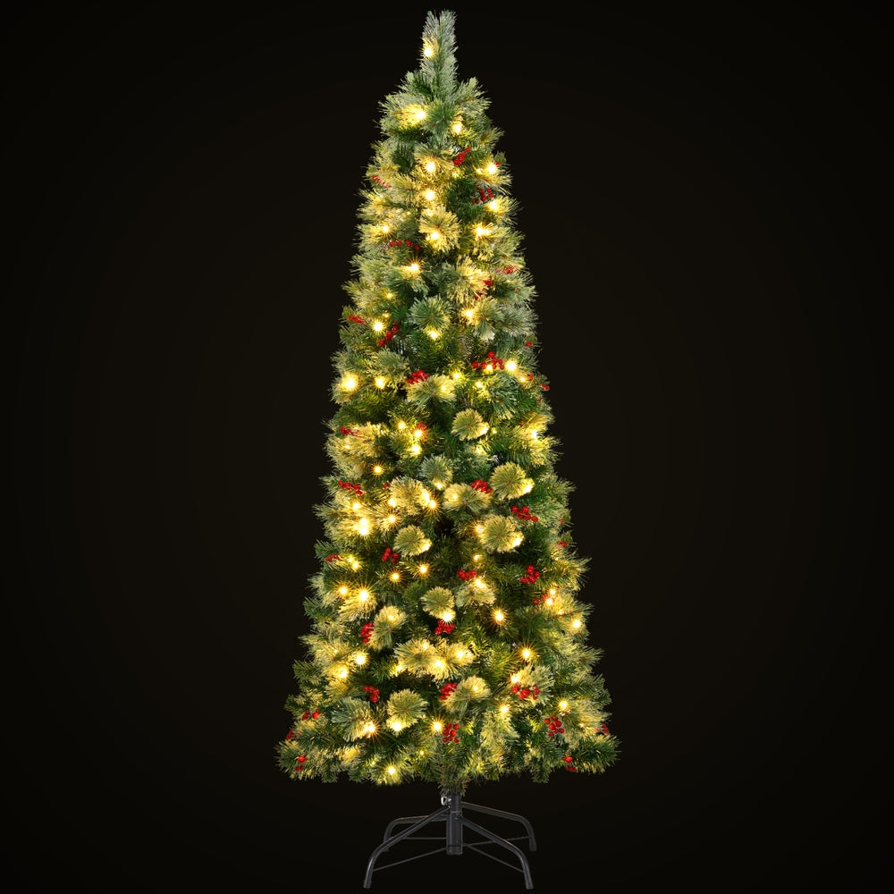 Jingle Jollys 180cm LED Christmas Tree with Red Berries